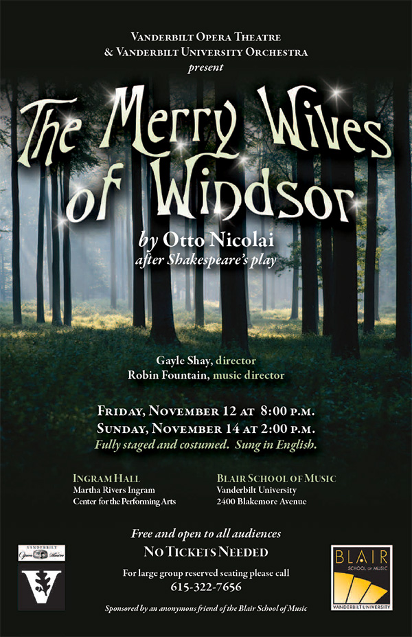 Blair School of Music: Merry Wives of Windsor poster